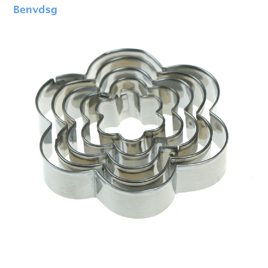 Bộ 5 Khuôn Cắt Bánh Quy Bằng Thép Không Gỉ Hình Bông Hoa