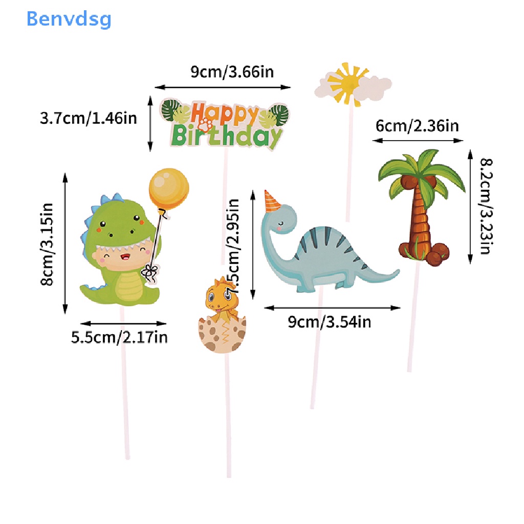 1 Set Que Cắm Trang Trí Bánh Kem Hình Khủng Long