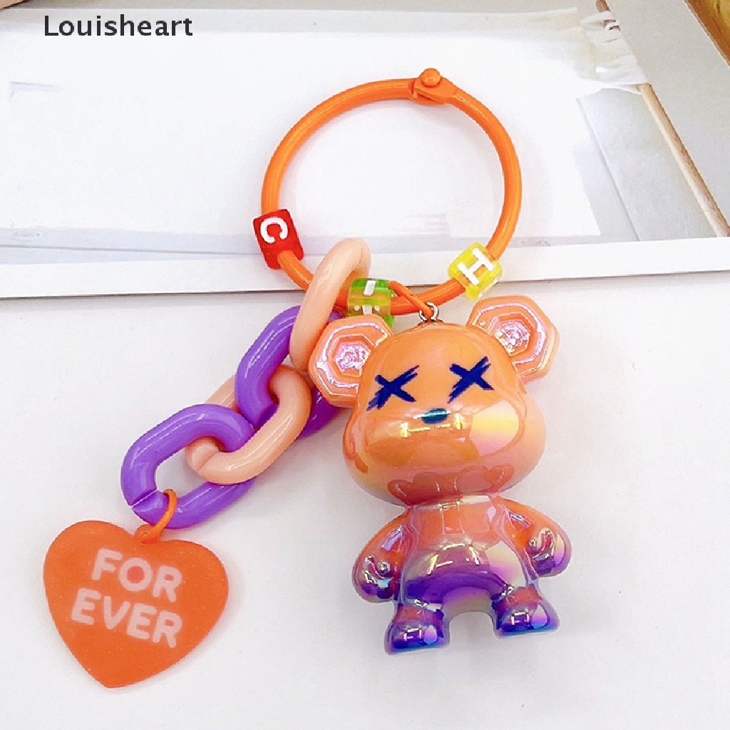 Louisheart Móc Khóa acrylic Hình Gấu Mạ Điện Đính Ngọc Trai Trang Trí Túi Xách Cho Nam Và Nữ TFG