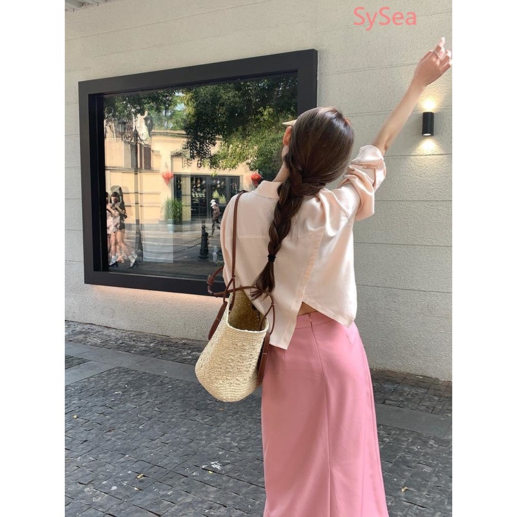 Áo Sơ Mi Dài Tay Cổ Polo Thiết Kế Không Đồng Đều Thời Trang Theo Phong Cách Pháp Cho Nữ