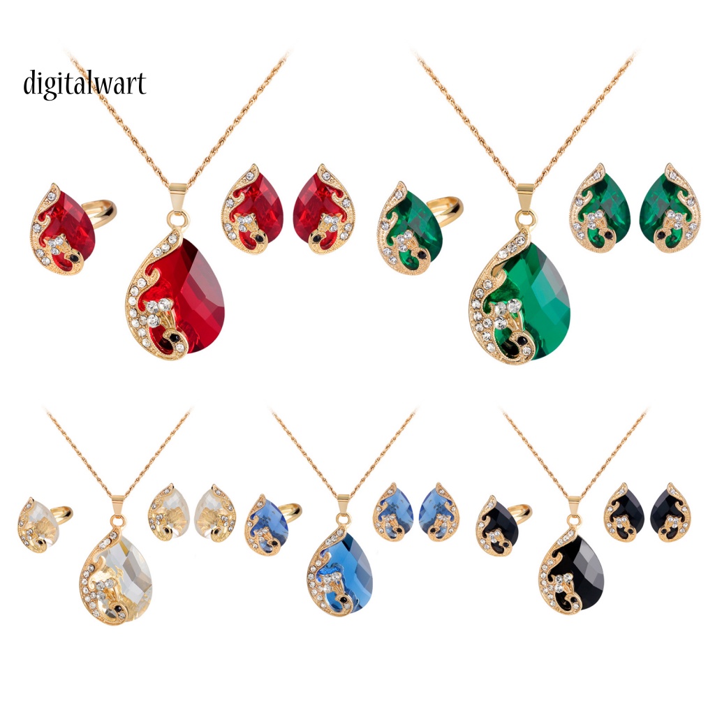 Kỹ Thuật Số| 1 Bộ Trang Sức Hình Con Công Đính Đá Thời Trang Dành Cho Nữ