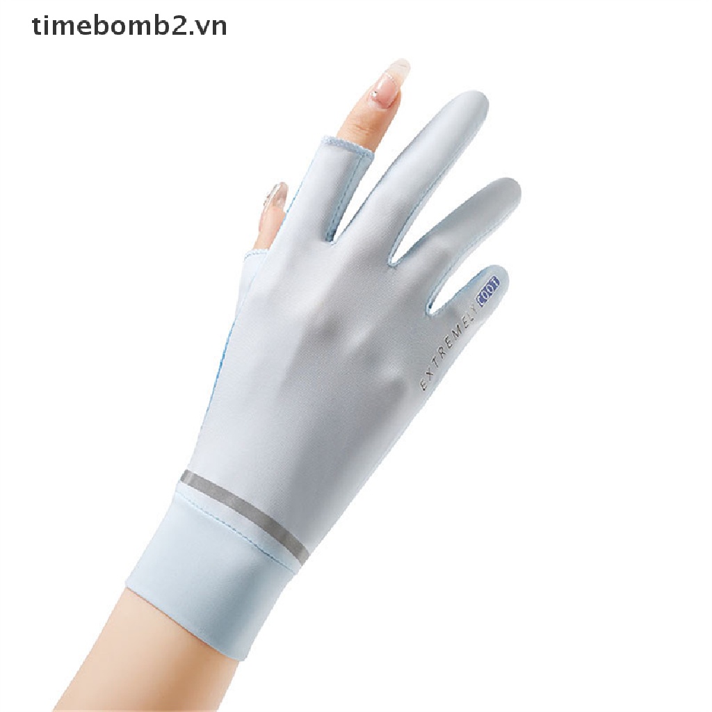 { # Găng Tay Lái Xe Bằng Lụa Lạnh Mỏng Phối Lưới Thoáng Khí Chống Bỏng Thời Trang Mùa Hè Cho Nữ