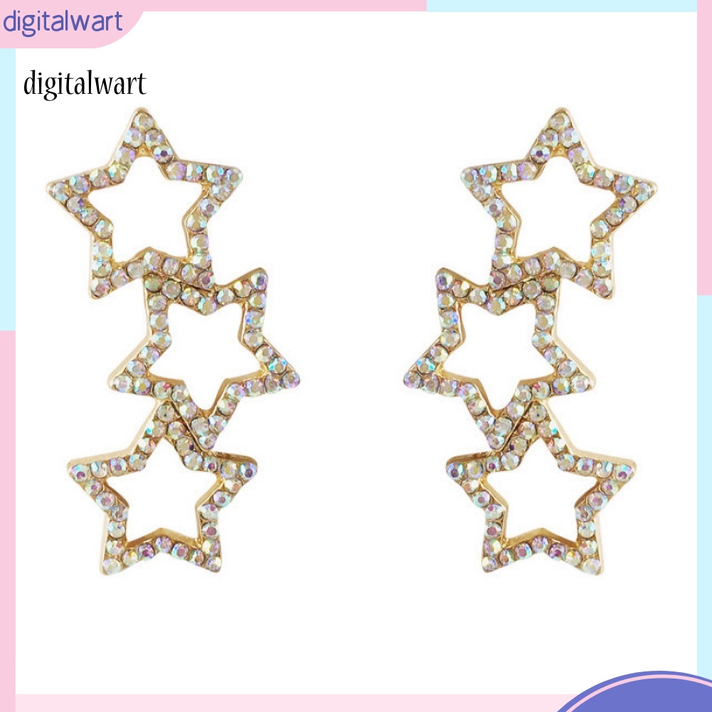 Kỹ Thuật Số| Bông Tai Ngôi Sao Đính Đá Nhiều Màu Sắc Thời Trang