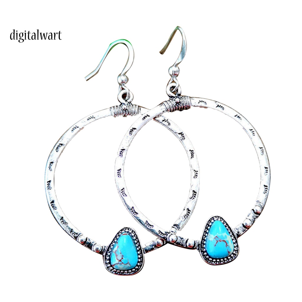 Kỹ Thuật Số| 1 Đôi Bông Tai Tròn Đính Đá Phong Cách Vintage Dành Cho Nữ