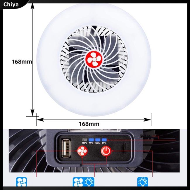 Quạt Usb Đa Năng Có Đèn Kèm Sạc Tiện Dụng Mang Theo Du Lịch Cắm Trại