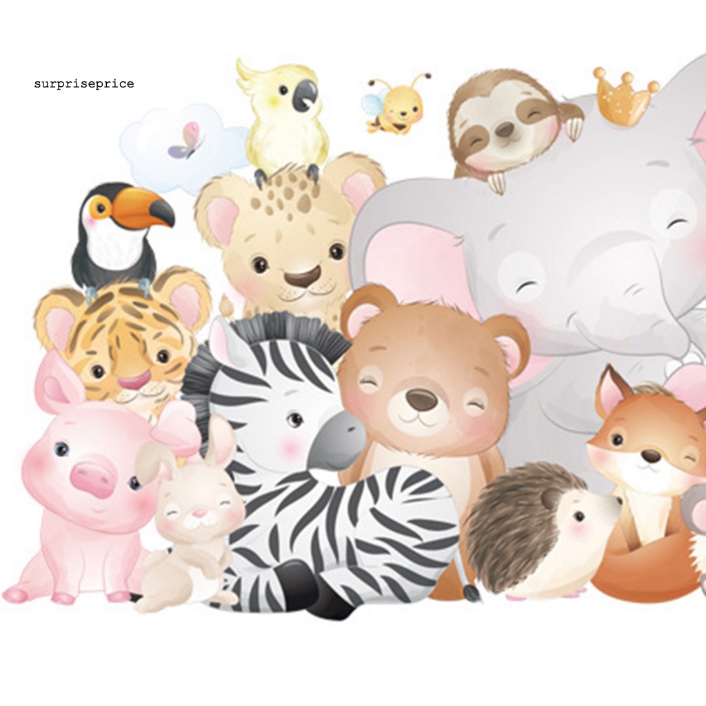 Set 2 Tấm Sticker PVC Dán Tường Chống Nước Họa Tiết Thú Hoạt Hình Trang Trí Phòng Bé