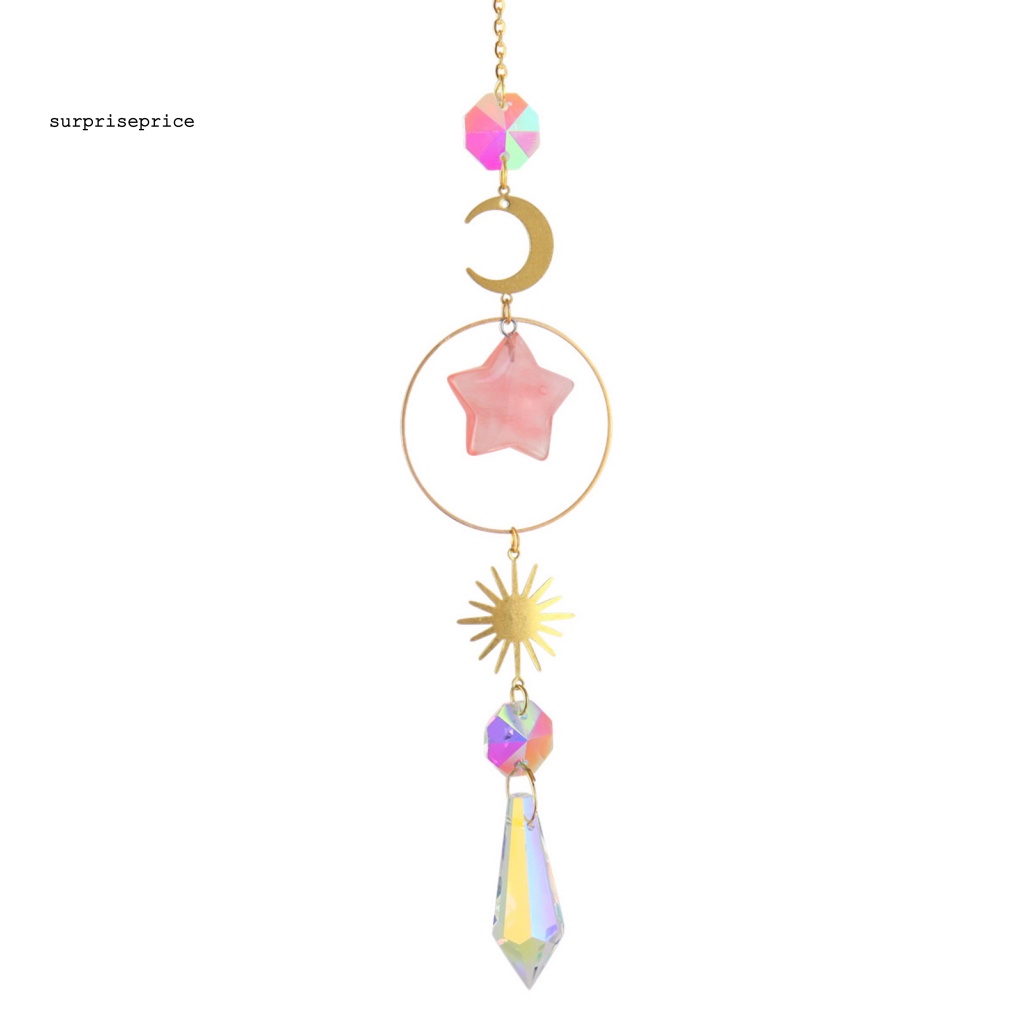 Dreamcatcher Hình Mặt Trời / Ngôi Sao / Mặt Trăng Màu Cầu Vồng Lấp Lánh Treo Trang Trí Sân Vườn