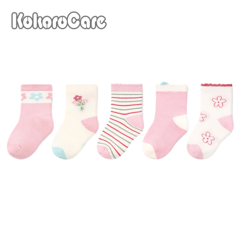 Set 5 Đôi Vớ Cotton Mỏng Phối Lưới Họa Tiết Hoa Xinh Xắn Thời Trang Mùa Hè Cho Bé Gái MSW-114 1-8 Tuổi