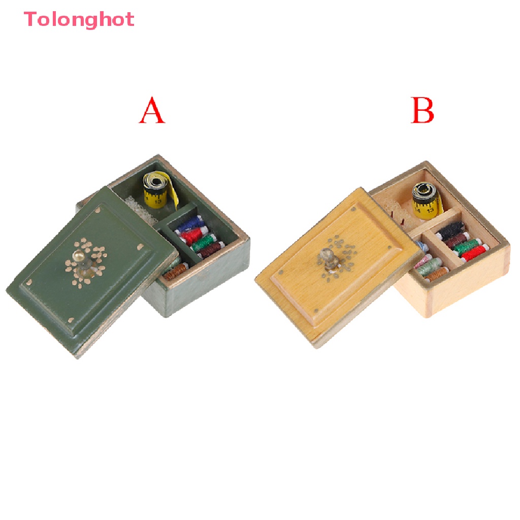 Hộp May Đồ Thu Nhỏ 1: 12 Có Nắp Phong Cách vintage Trang Trí Nhà Búp Bê