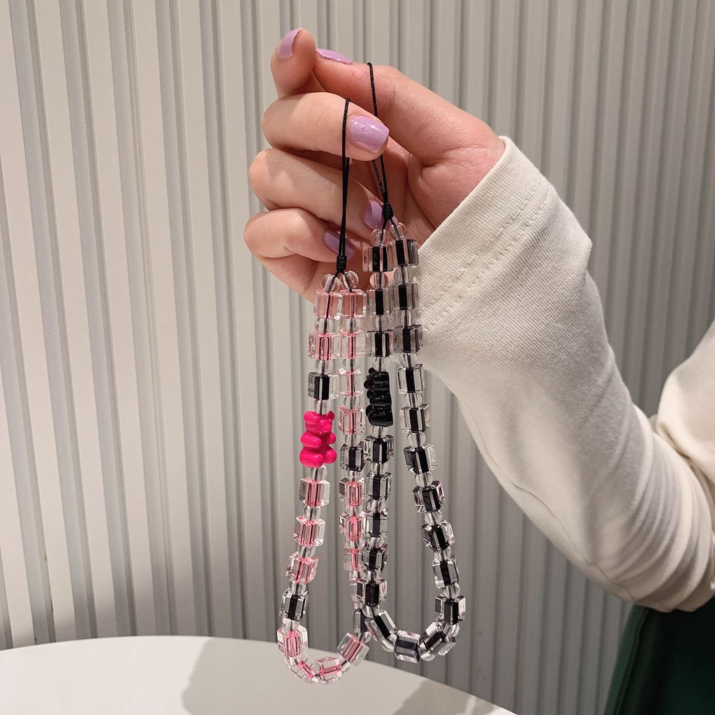 Dây Đeo Điện Thoại Kết Nối Bluetooth Không Dây Đính Hạt Ngọc Trai Hình Vuông / Gấu / Đám Mây Xinh Xắn