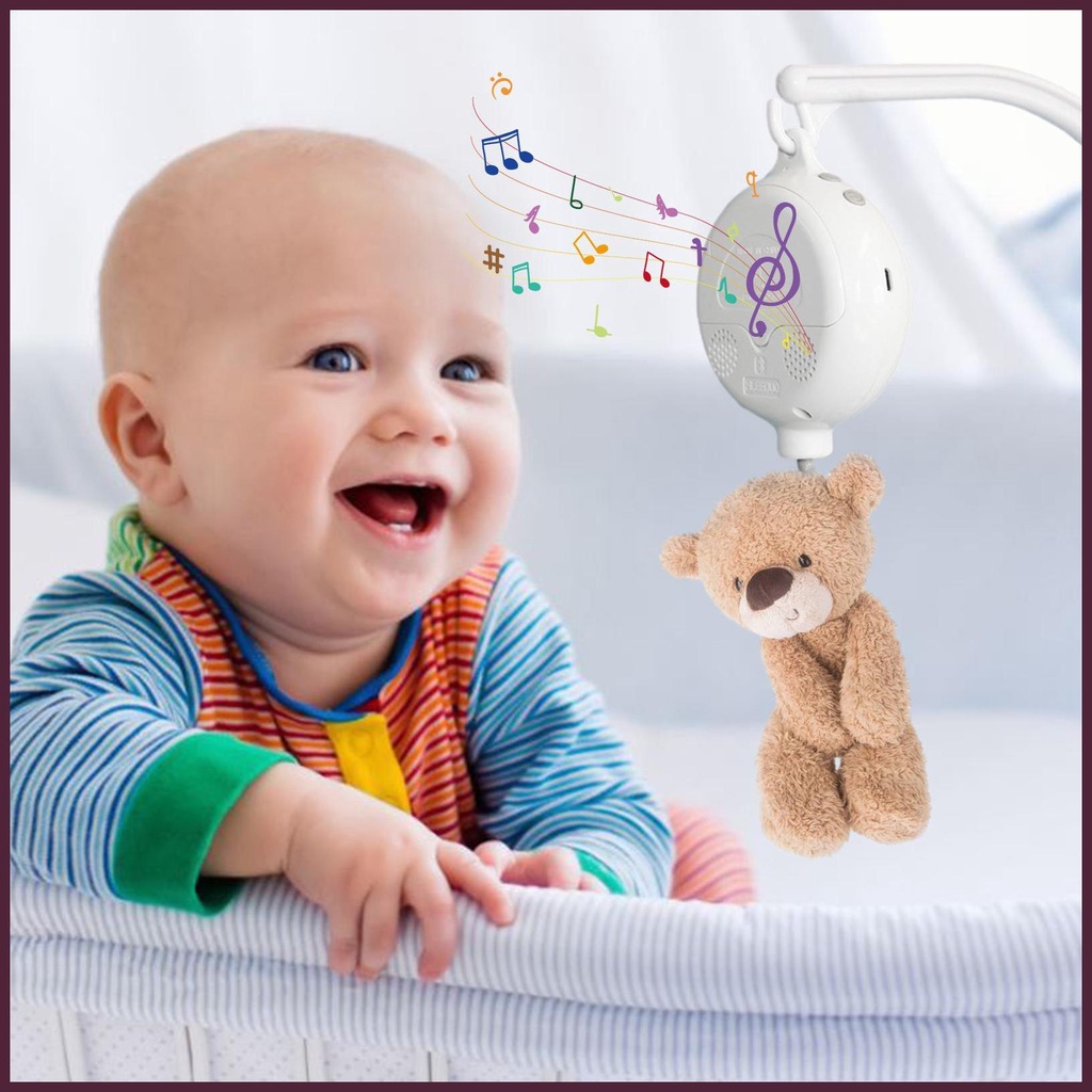Hộp Nhạc Đồ Chơi Di Động Treo Nôi Em Bé An Toàn Chạy Bằng Pin Có Thể Xoay Được