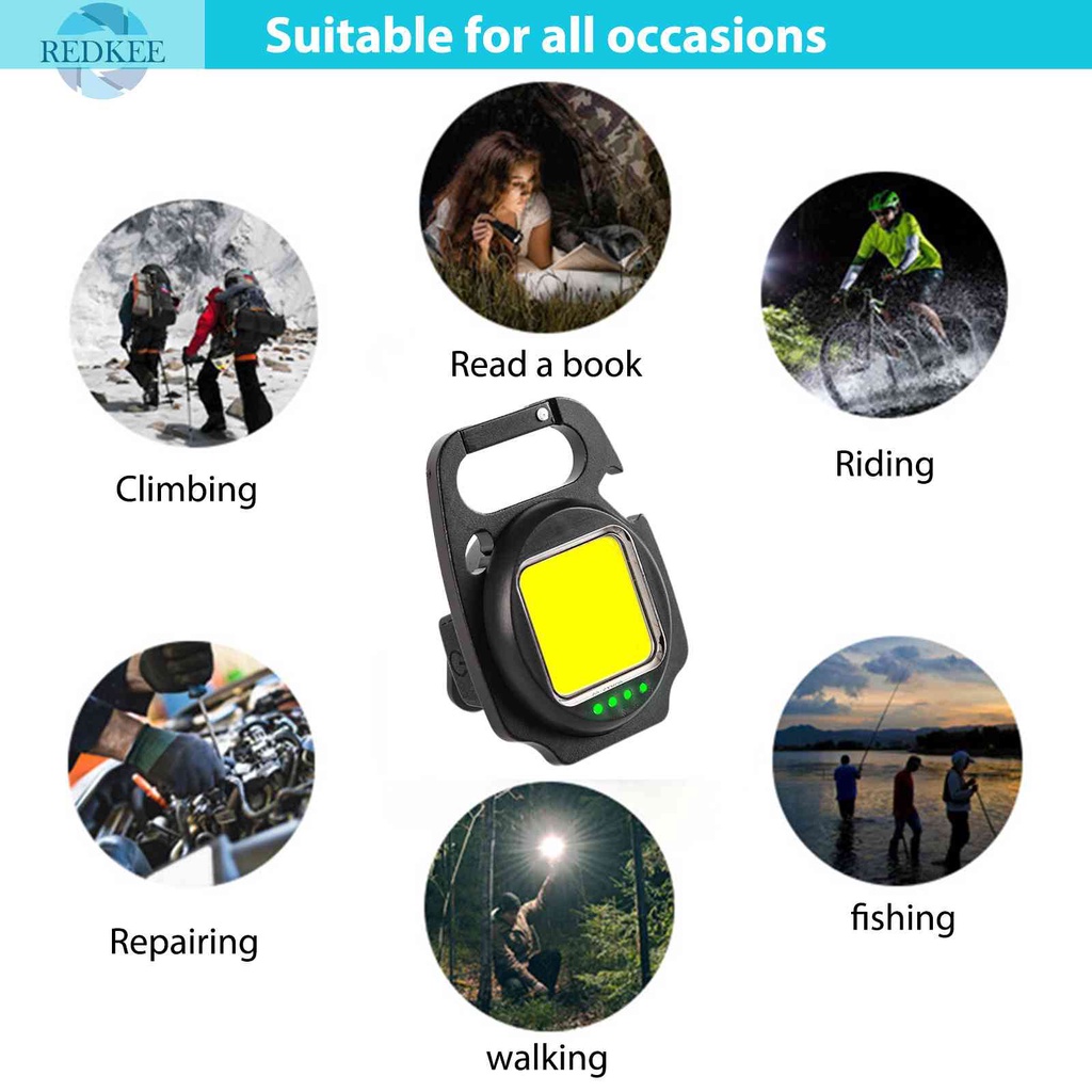 Móc Khóa Đèn Pin Mini COB LED 500 Lumens Bỏ Túi Tiện Dụng