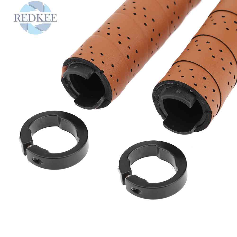 Set 2 Bọc Tay Lái Xe Đạp Bằng Da Chống Trượt Phong Cách Vintage