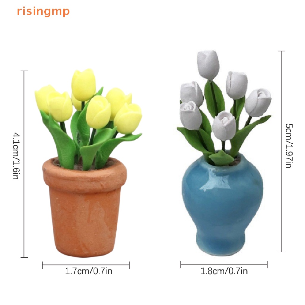 Chậu Hoa Tulip Trang Trí Nhà Búp Bê 1: 12