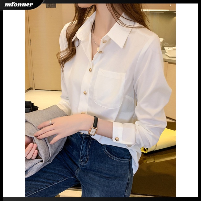 Áo Sơ Mi Voan Tay Dài Màu Sắc Thanh Lịch Dành Cho Nữ