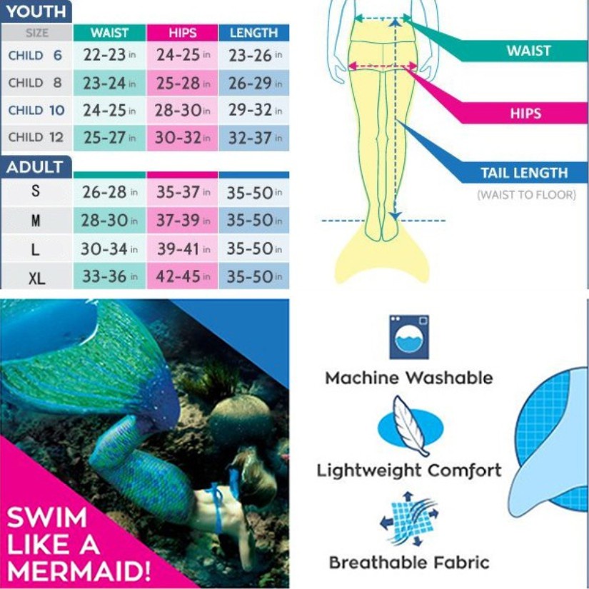 Bộ bơi bé gái áo bơi kèm đuôi dành cho bé gái hóa thân nàng tiên cá