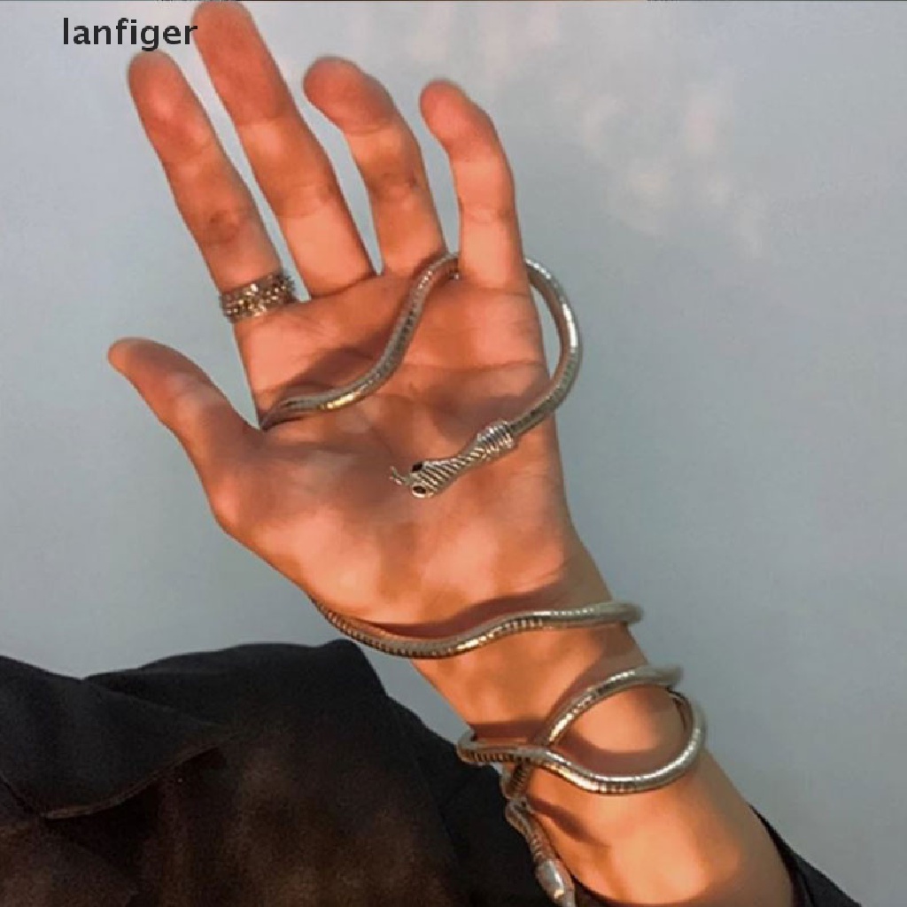 Lanf Vòng cổ Kim Loại Hình Rắn Đa Năng Màu Vàng / Bạc Điều Chỉnh Được Phong Cách Punk Hip