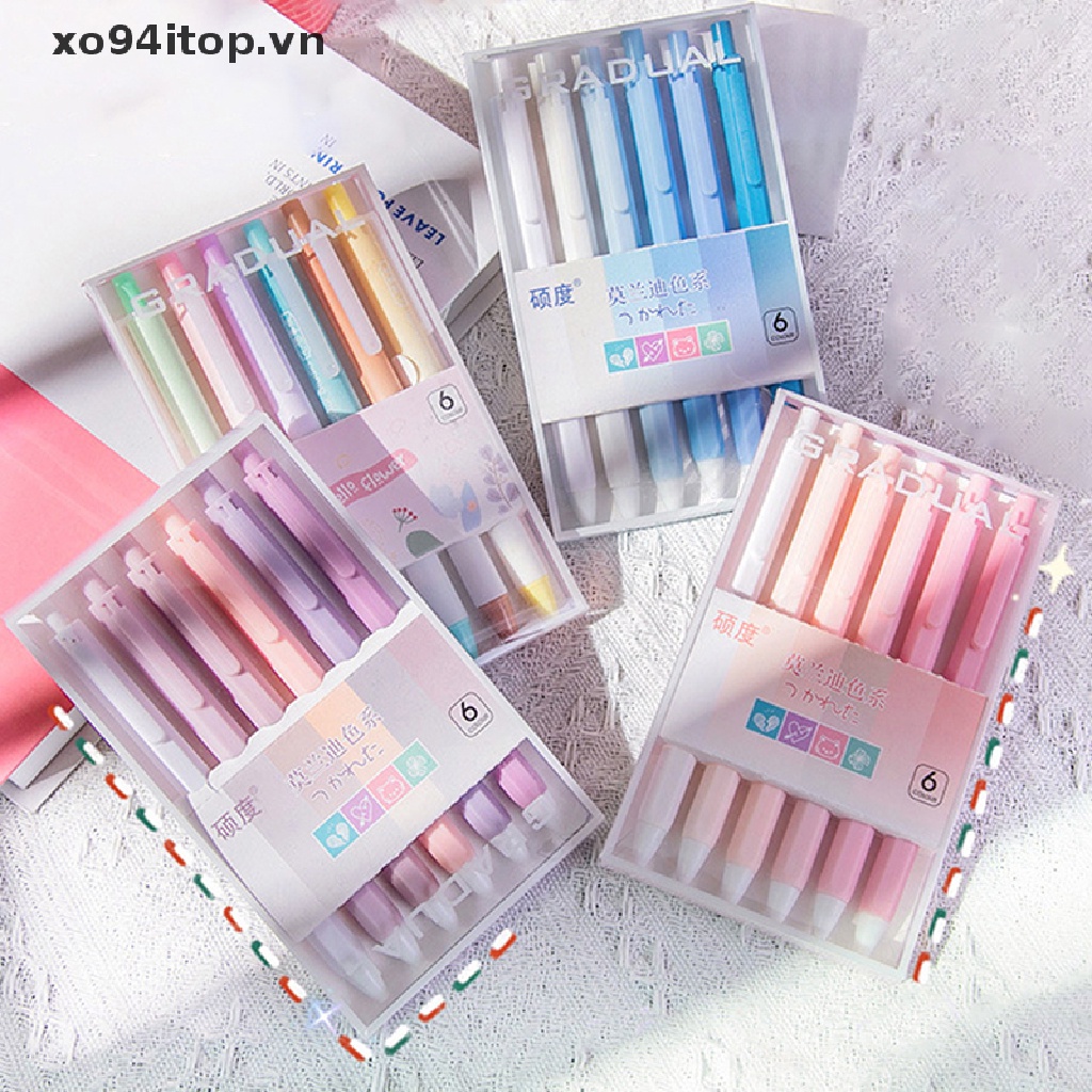 Set 6 Bút Bi Mực Đen Ngòi 0.5mm