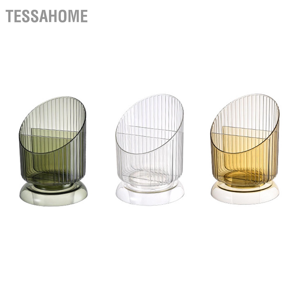 TessaHome Giá đỡ cọ trang điểm Người tổ chức bằng nhựa tròn trong suốt Cọ lưu trữ cốc cho bút chì