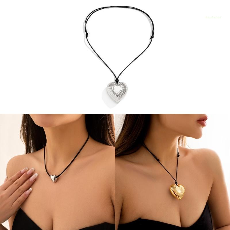 Vòng cổ Mặt Hình Trái Tim Màu Đen Thời Trang Cho Nữ