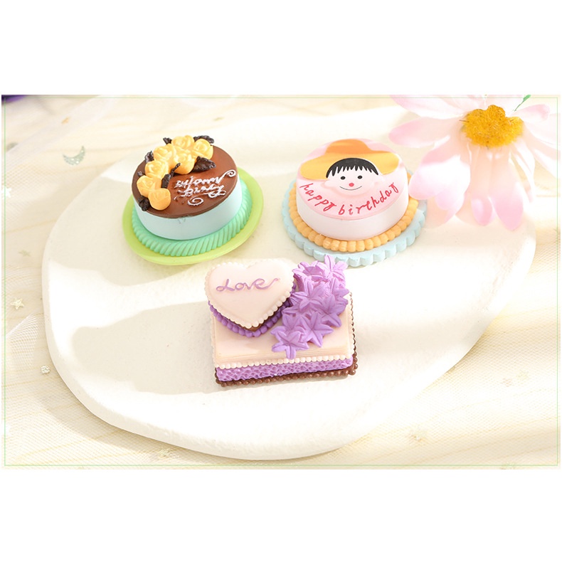 Mô Hình Tiểu Cảnh "Bánh Sinh Nhật Mini" Trang Trí Sen Đá, Sân Vườn/ Chậu Cây, DYI, Terrarium