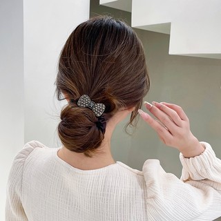 Dây Buộc Tóc Vải Lụa Satin Co Giãn Đính Đá Pha Lê Thời Trang Cho Nữ