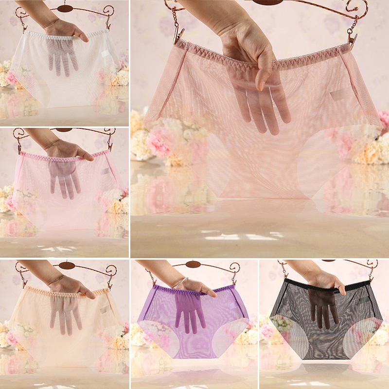 Quần Lót Lưới Mềm Mại Màu Trơn Lưng Vừa Thoải Mái Cho Nữ