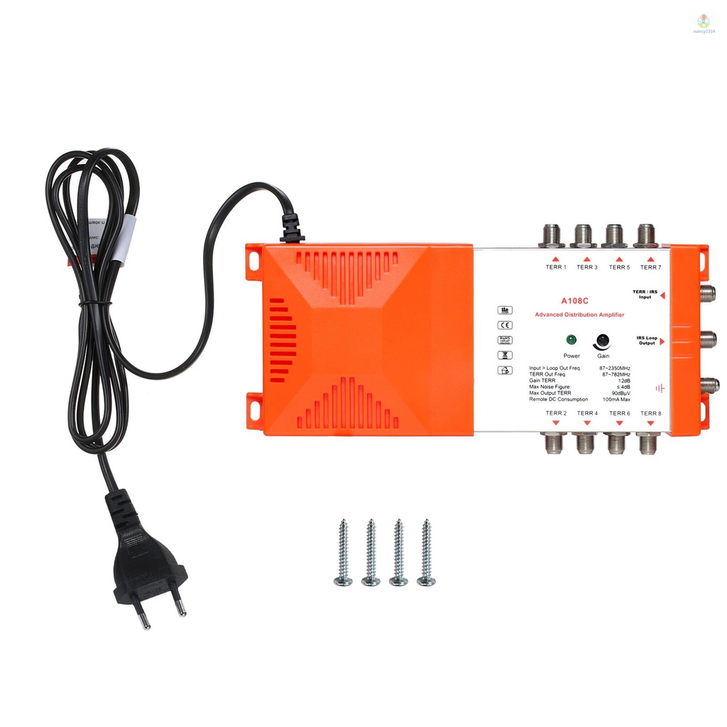 Bộ Khuếch Đại Tín Hiệu Ăng Ten TV 8 Chiều 87-2350MHz Chuyên Dụng