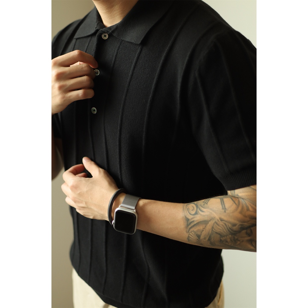 Áo Thun POLO Dệt Kim Tay Ngắn Màu Sắc Tươi Sáng Phong Cách Retro Cho Nam Giới