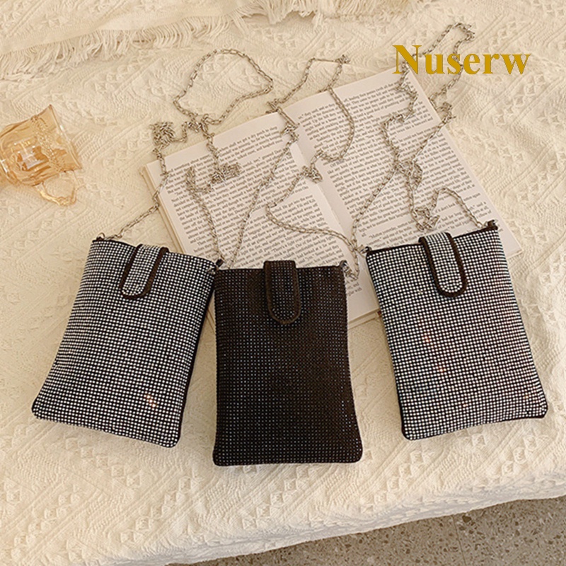 Túi Đeo Chéo Mini Đính Đá Thời Trang Dành Cho Nữ