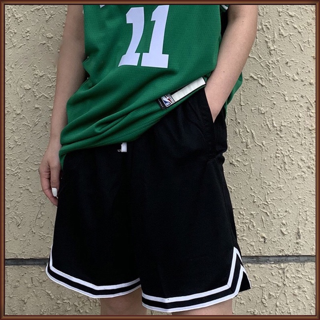 Quần Short Thể Thao Lưng Thun Ống Rộng Phối Sọc Tương Phản Thời Trang Mùa Hè Cho Nam