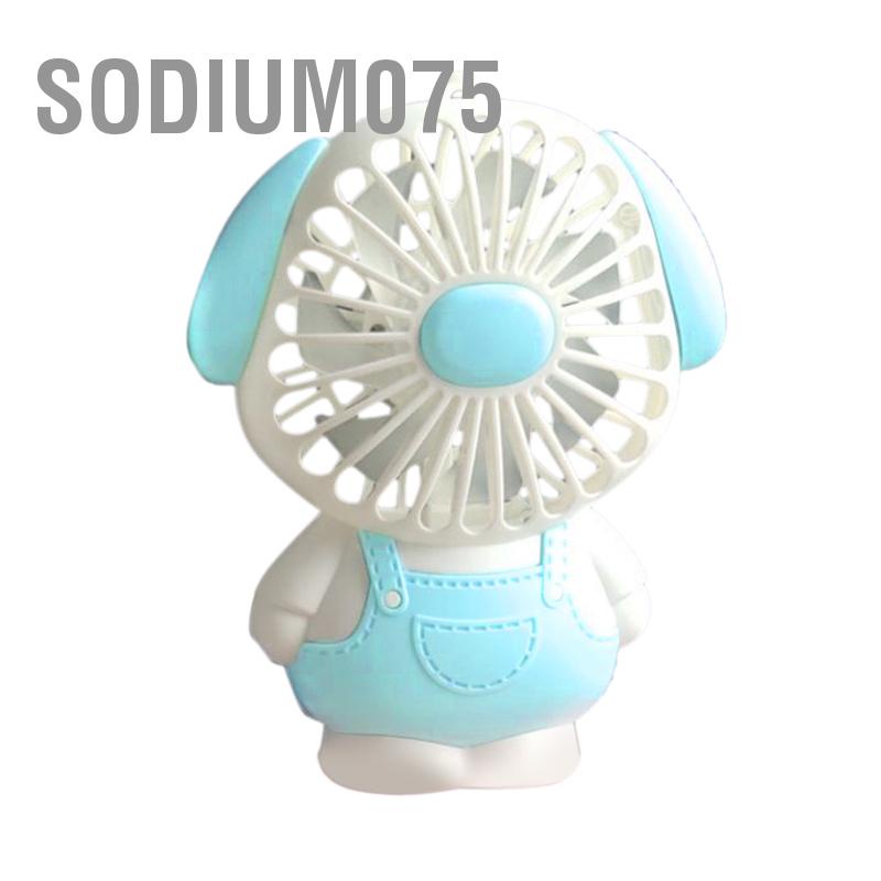 Quạt USB Mini 2 Tốc Độ Chống Trượt Hình Động Vật Hoạt Hình Có Đèn Và Dây Đeo Cho Học Sinh