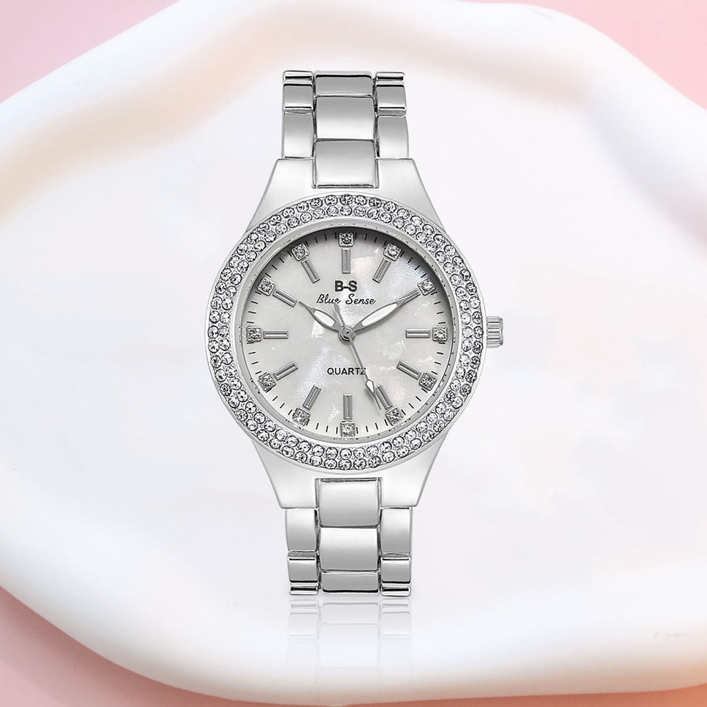Đồng Hồ Đeo Tay Mặt Tròn Đính Đá Lấp Lánh Thời Trang Cho Nữ