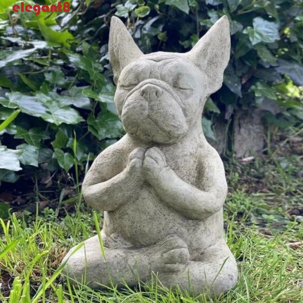 Mô Hình Chú Chó Bull Ngồi Thiền Bằng Nhựa Resin Bền Tinh Tế Chất Lượng Cao Điêu Khắc Thủ Công