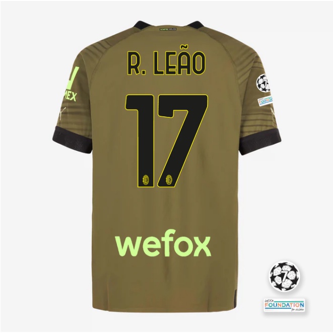 Áo Thun Thể Thao Tay Ngắn HQ1 2022-2023 AC Milan Home Away Rafael Leao Jersey QH1