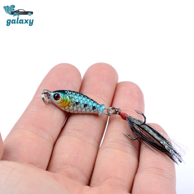 Bộ 4 Mồi Câu Cá Mini 3cm 6g 6g Kèm Móc Câu Hình Lông Vũ