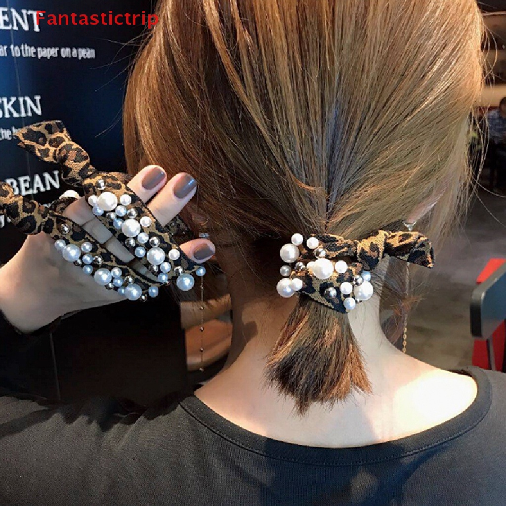 Dây Cột Tóc Co Giãn Thắt Nút Đính Ngọc Trai Thời Trang Cho Nữ