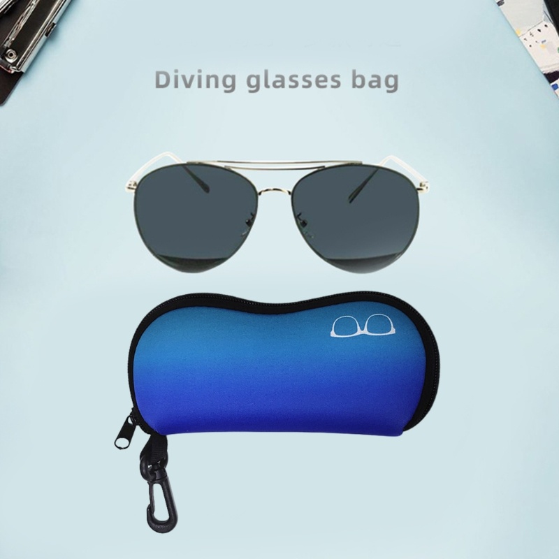 Túi Đựng Mắt Kính Bằng Cao Su Tổng Hợp Mềm Nhẹ Có Khóa Kéo Kèm Kẹp Giữ