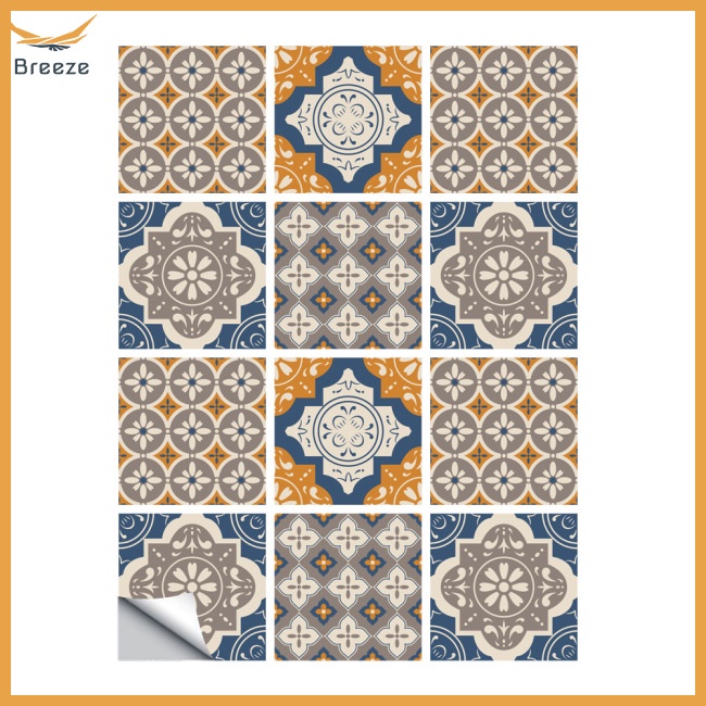 Set 12 Miếng Dán Tường Bằng Pvc Chống Nước Phong Cách Cổ Điển