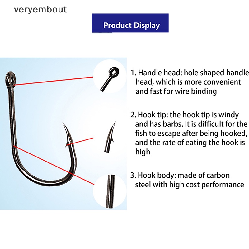 Hộp 100 Lưỡi Câu Cá Bằng Thép Carbon Mềm Mại Tiện Dụng
