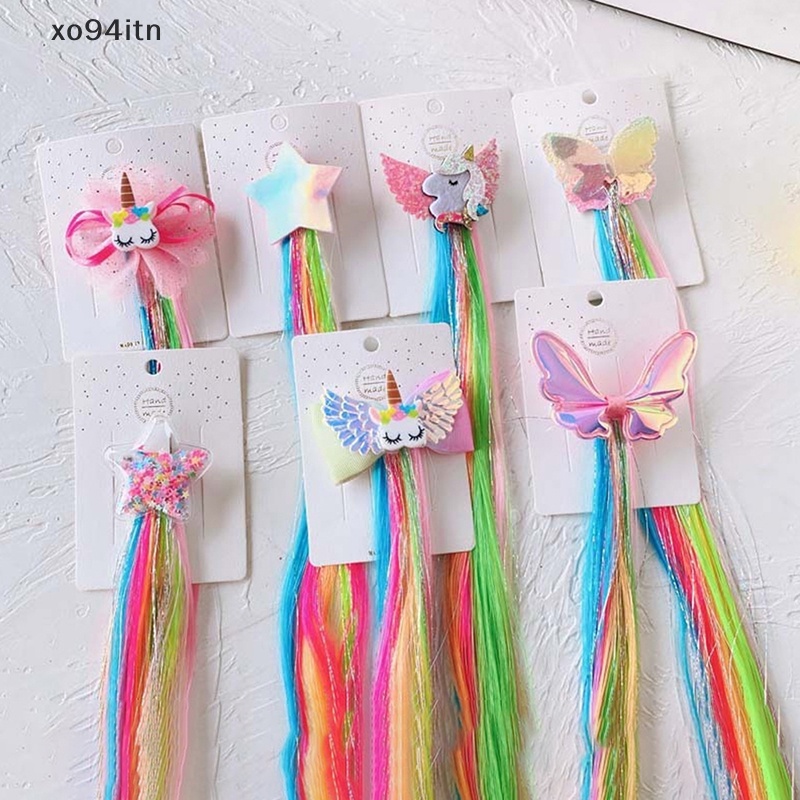 1 Kẹp Tóc Giả Hình Kỳ Lân / Mèo / Thỏ Dễ Thương