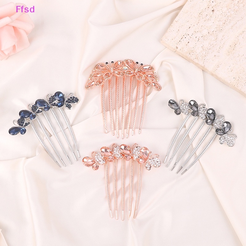 {Ffsd} Lược Cài Tóc Xoăn Đính Đá Hình Bướm Phong Cách Hàn Quốc Dành Cho Người Lớn * Bán Chạy