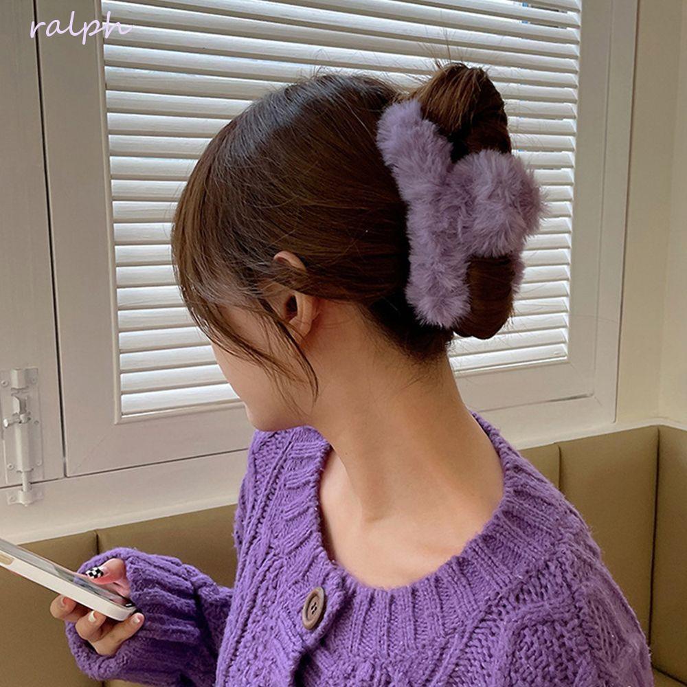 Kẹp Tóc Càng Cua Phủ Lông Thời Trang Thu Đông Thanh Lịch Cho Nữ