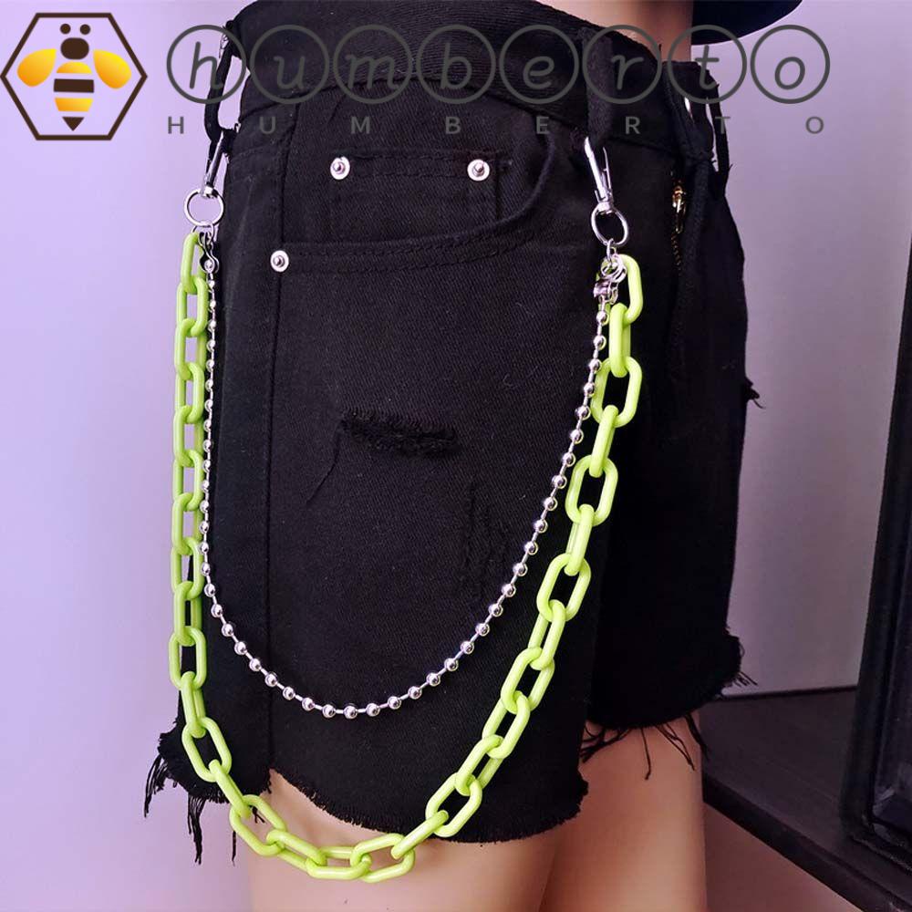 Dây Xích Nhựa Acrylic Màu Dạ Quang Trang Trí Quần Phong Cách Hip Hop Cá Tính Cho Nam