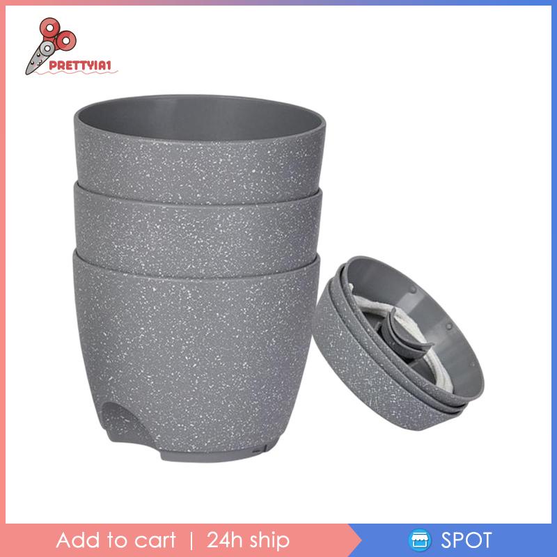 1 [Prettyia] Set 3 Chậu Tự Tưới Nước Cho Sân Vườn / Văn Phòng