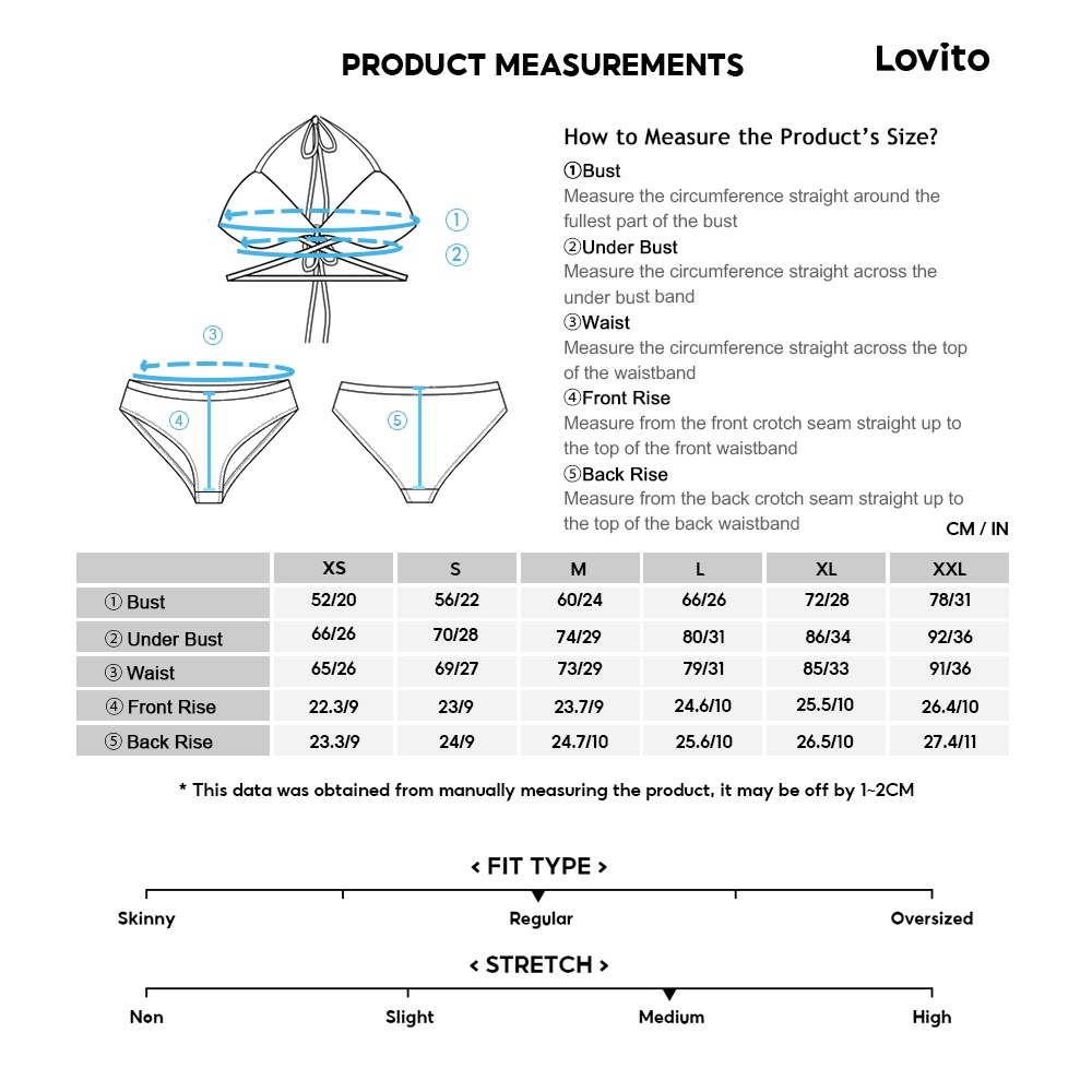 Set bikini Lovito phối phụ kiện kim loại buộc dây họa tiết hình học viền tương phản sexy cho nữ L50AD004 (đen)