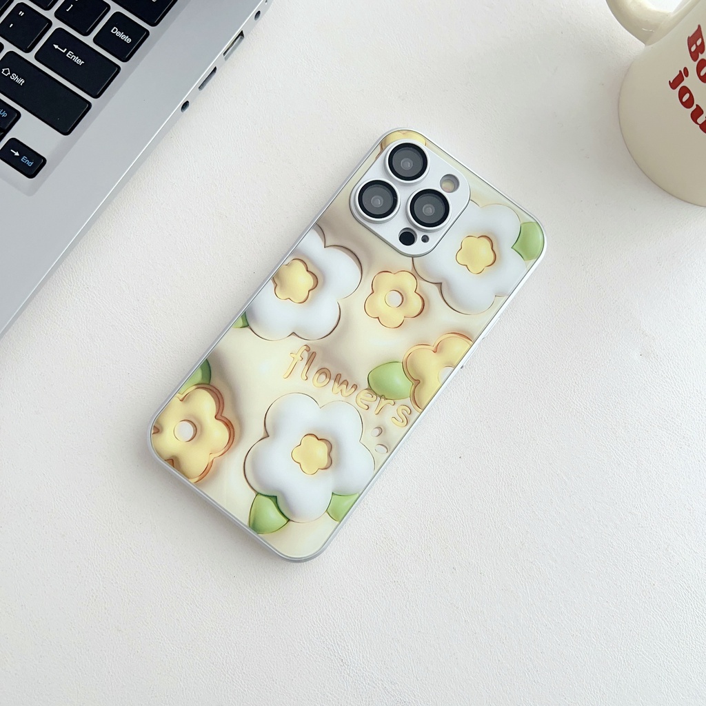 Ốp Điện Thoại Mặt Kính Viền Silicon Dẻo Chống Sốc Cho iPhone 11 12 13 14 PRO MAX XR XS 7 8 Plus