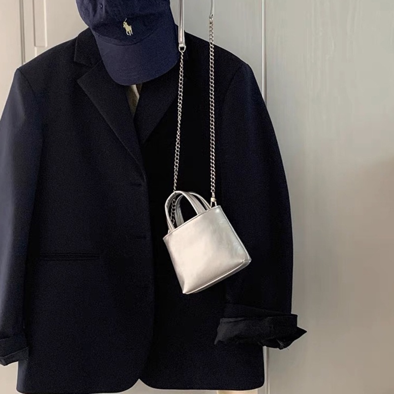 Túi Đeo Chéo Hình Vuông Nhỏ Màu Trơn Có Khóa Kéo Thời Trang Cao Cấp Cho Nữ