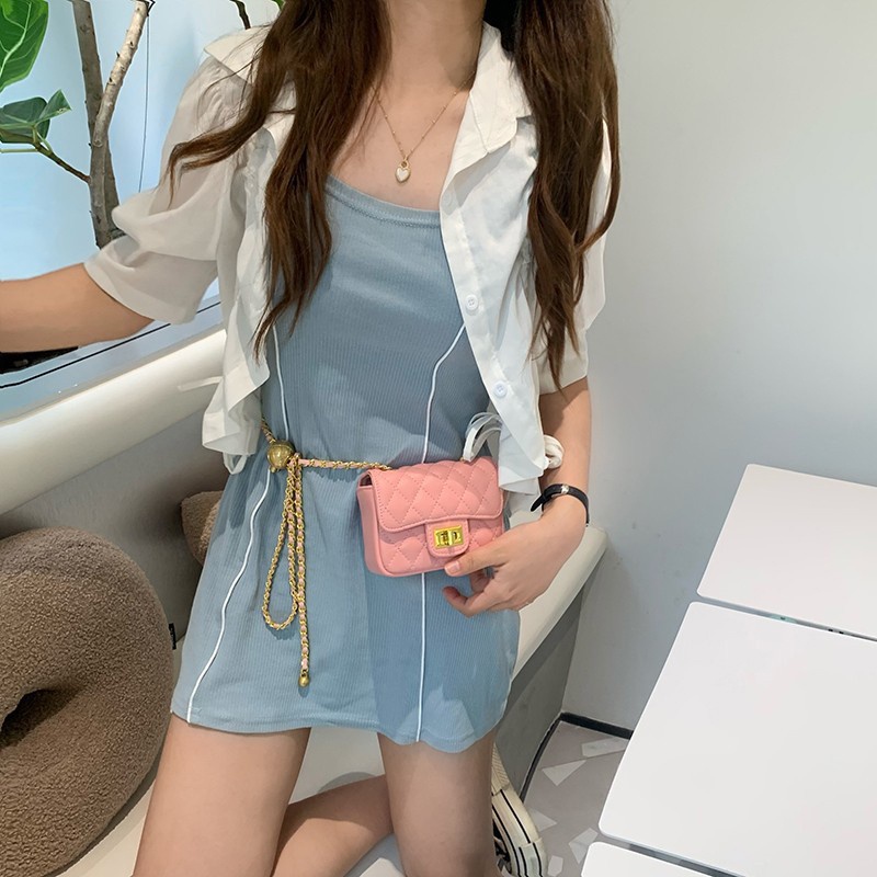 Túi Đeo Chéo Chuỗi Hạt Hình Thoi mini Đơn Giản Thời Trang Cho Nữ