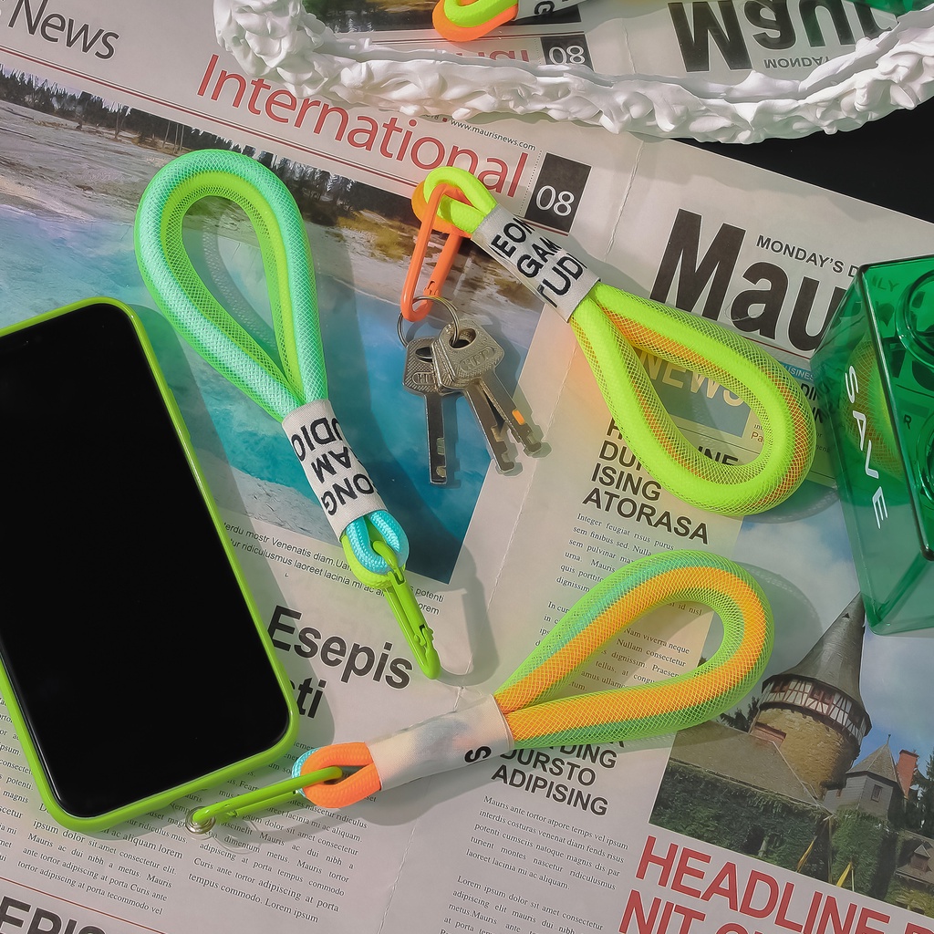 Dây Đeo Điện Thoại Dạ Quang Dạng Lưới Sáng Tạo Hai Màu Có Khóa Cài